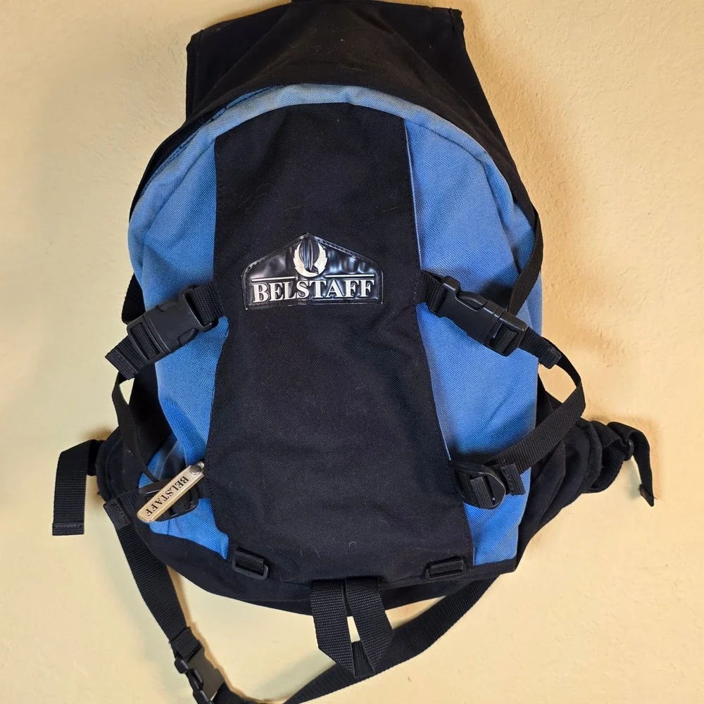 Belstaff Technical‎ Canvas Backpack Black Blue Moto Gorpcore Utility Bag